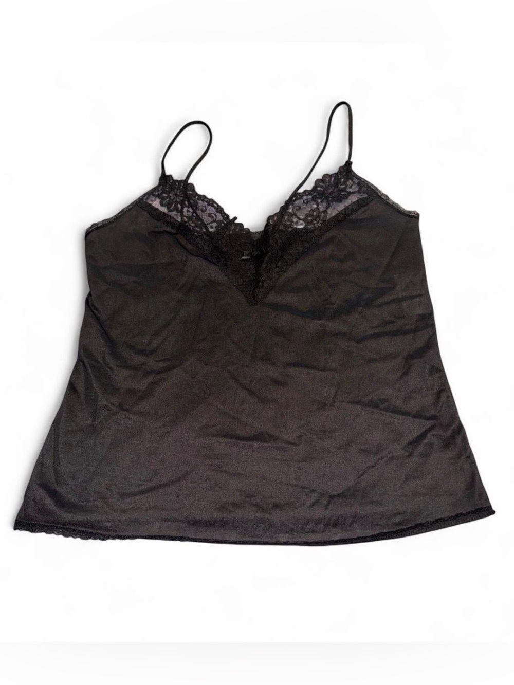 Vintage Black Lace Trim Camisole Tank Top